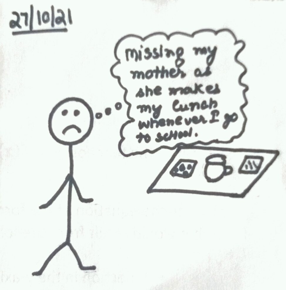 The stick figure above describes me while I\'m missing my mother badly.