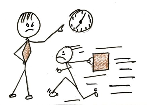 There are two stick figures in my image both really do not look that good. One stick figure is the professor and other is the student rushing towards school as he got late because he was sleeping.